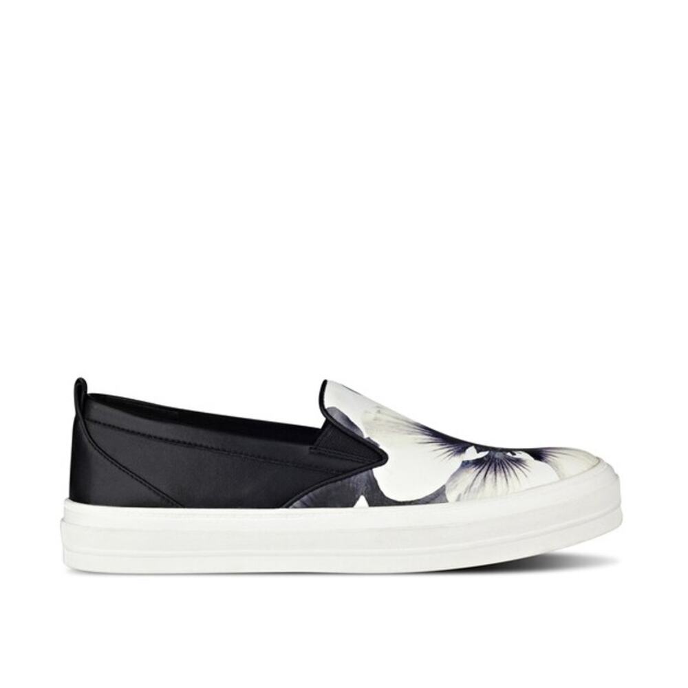 Nine West WOLSEN Black White Floral Bold Pansy Slip On Platform Sneakers 5.5M - Picture 7 of 9